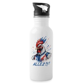 Football and Rugby, sport in blue, white and red colours - Water bottle with straw - white - Right