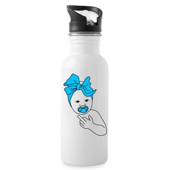 baby middlefinger blue - Trinkflasche mit integriertem Trinkhalm - Weiß - Rechts