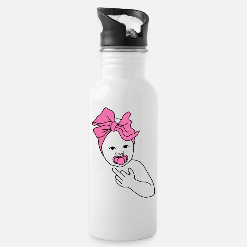 Baby Middlefinger Pink - Water bottle with straw - white