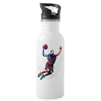 Sport de basket-ball #basketball - Gourde avec paille intégrée - blanc - Droite