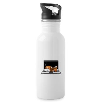 Sie glaubte, dass sie es könnte, aber ihr Hund schlief - Trinkflasche mit integriertem Trinkhalm - Weiß - Rechts