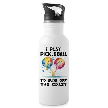 Ich spiele Pickleball, um den Verrückten zu verbrennen - Trinkflasche mit integriertem Trinkhalm - Weiß - Rechts