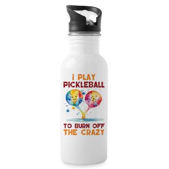 Ich spiele Pickleball, um den Verrückten zu verbrennen - Trinkflasche mit integriertem Trinkhalm - Weiß - Rechts