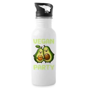 Fête végétalienne de l’avocat - Gourde avec paille intégrée - blanc - Droite