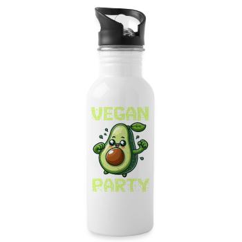 Fête végétalienne de l’avocat - Gourde avec paille intégrée - blanc - Droite