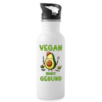 Soirée avocat végétalienne. Le véganisme n’est pas sain ! - Gourde avec paille intégrée - blanc - Droite