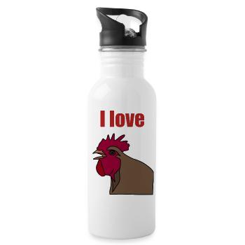 I love… - Trinkflasche mit integriertem Trinkhalm - Weiß - Rechts