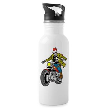 The Biker from Hell - Water bottle with straw - white - Right