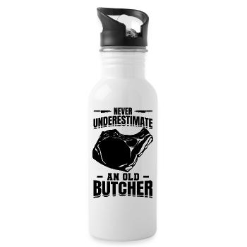 Fleischer Opa - Trinkflasche mit integriertem Trinkhalm - Weiß - Rechts