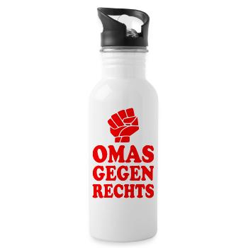 Omas gegen rechts - Trinkflasche mit integriertem Trinkhalm - Weiß - Rechts