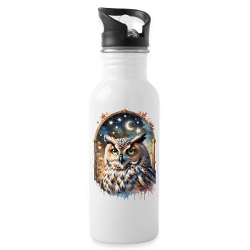 Night Owl of Dreams - Water bottle with straw - white - Right