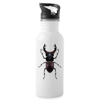 magnificent stag drawn by hand - Water bottle with straw - white - Right