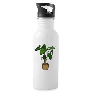Zimmerpflanze - Trinkflasche mit integriertem Trinkhalm - Weiß - Rechts