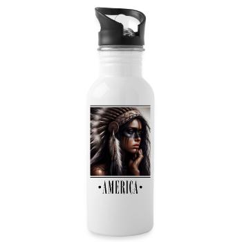 Culture Club - America 7 - Trinkflasche mit integriertem Trinkhalm - Weiß - Rechts