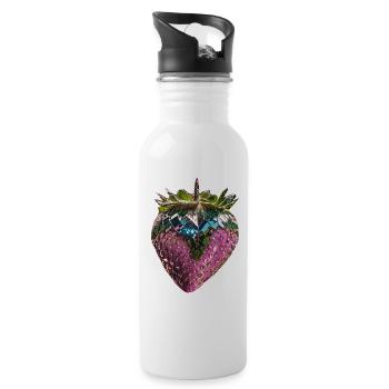 metalische Erdbeere,Pailletten,pink,Erdbeere - Trinkflasche mit integriertem Trinkhalm - Weiß - Rechts