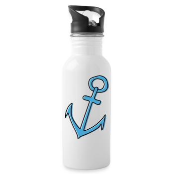 Marine Nautik Schifffahrt Anker - Trinkflasche mit integriertem Trinkhalm - Weiß - Rechts