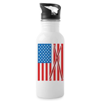 Patriotischer US Drummer - Trinkflasche mit integriertem Trinkhalm - Weiß - Rechts