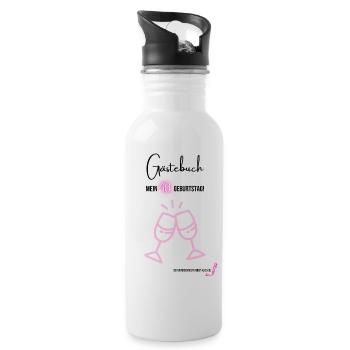 Gästebuch 40. Geburtstag Unterschreiben Party Frau - Trinkflasche mit integriertem Trinkhalm - Weiß - Rechts
