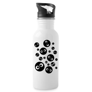 Hole Eyes Fun Toddler Black White Retro Pixel - Water bottle with straw - white - Right