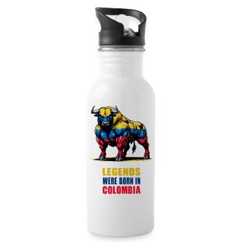 Legends were born in Colombia - Water bottle with straw - white - Right