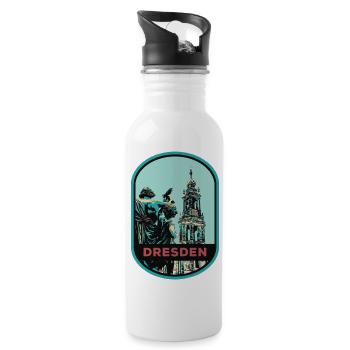 Illustration: Hofkirche Cathedral, Dresden - Water bottle with straw - white - Right