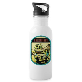 Colorful Jeepney: Living Symbol of the Philippines - Water bottle with straw - white - Right