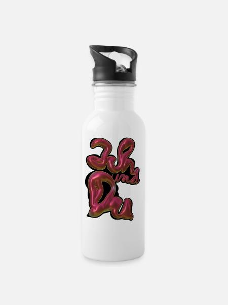Schokolade Neon Schriftzug Design ich und du - Trinkflasche mit integriertem Trinkhalm - Weiß