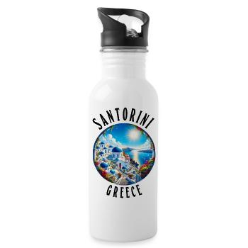 Santorini Greece holidays Greek island - Water bottle with straw - white - Right