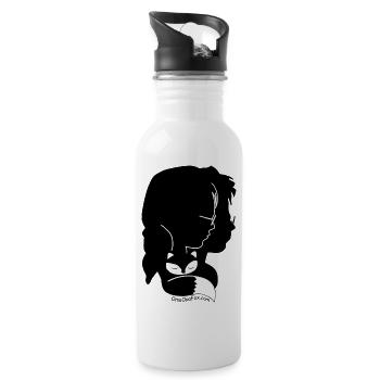 OmaOpaFox - Logo - Trinkflasche mit integriertem Trinkhalm - Weiß - Rechts