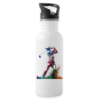 Golf player sport #golf #sport - Water bottle with straw - white - Right