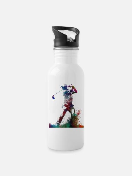 Golf player sport #golf #sport - Water bottle with straw - white