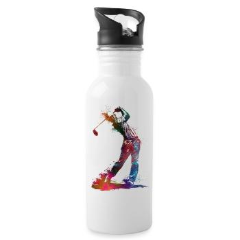 Golf player sport #golf #sport - Water bottle with straw - white - Right