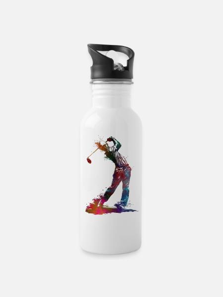 Golf player sport #golf #sport - Water bottle with straw - white