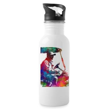 Golf player sport #golf #sport - Water bottle with straw - white - Right