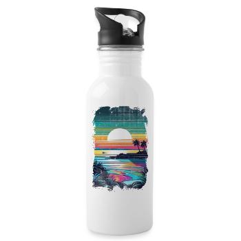 plage vacances soleil mer - Gourde avec paille intégrée - blanc - Droite