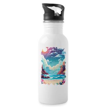 plage vacances soleil mer - Gourde avec paille intégrée - blanc - Droite