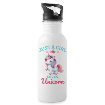 Just a Girl who loves Unicorns - Water bottle with straw - white - Right