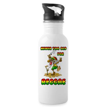 Rastaman - Never too old for Reggae - Trinkflasche mit integriertem Trinkhalm - Weiß - Rechts
