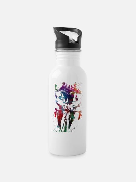Radfahren #cycling #sport #bike - Trinkflasche mit integriertem Trinkhalm - Weiß