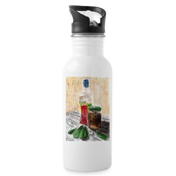 Alcohol and jar of olives - Water bottle with straw - white - Right