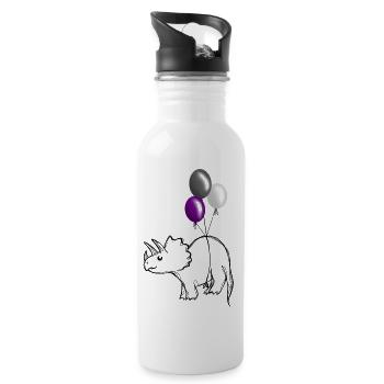 Pridosaurier-Dinosaurier-Ass - Trinkflasche mit integriertem Trinkhalm - Weiß - Rechts