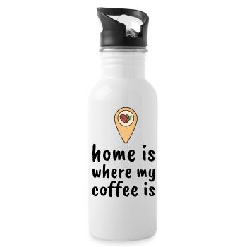 Home Is Where My Coffee Is - Trinkflasche mit integriertem Trinkhalm - Weiß - Rechts