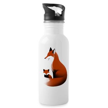 Kleine Fuchsfamilie - Trinkflasche mit integriertem Trinkhalm - Weiß - Rechts