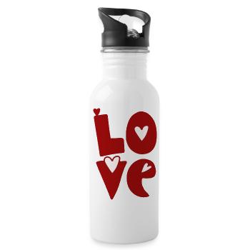Love Design with Hearts in Letter - Water bottle with straw - white - Right