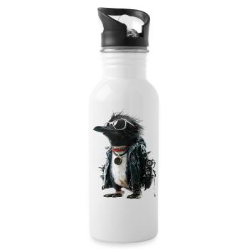Pinguin Punk - Gourde avec paille intégrée - blanc - Droite