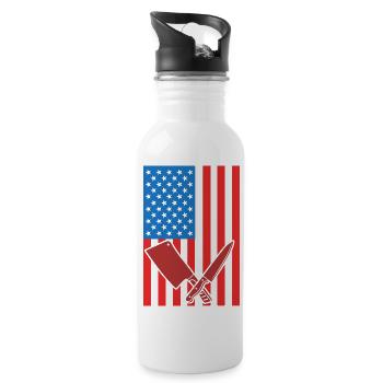 Butcher USA Flag - Water bottle with straw - white - Right