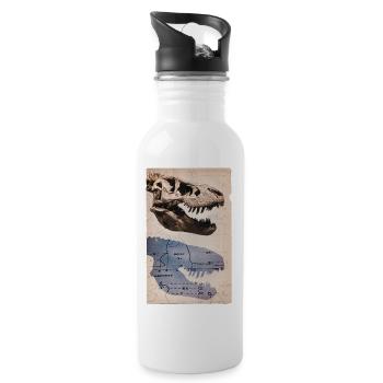Vintage T-Rex Skull Dinosaur Fossil Tyrannosaurus - Water bottle with straw - white - Right