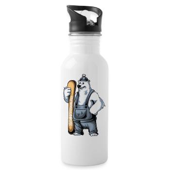 SchneeSkiBär - Trinkflasche mit integriertem Trinkhalm - Weiß - Rechts