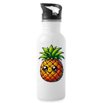 Ananas - Trinkflasche mit integriertem Trinkhalm - Weiß - Rechts