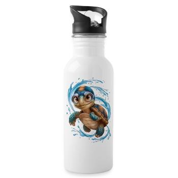 Bonne baignade tortue ! - Gourde avec paille intégrée - blanc - Droite